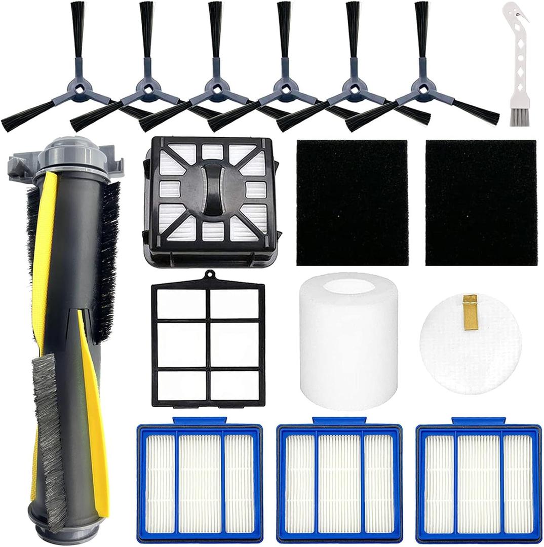 Accessories Kit for Shark IQ RV1001AE AV911S EZ AV1010AE RV1000 RV1001 AV970 AV993 AV1002AE,1 Main Brush,3 Filter,6 Side Brushes,1 Pre Filter,1 Filter&1 Pre-Motor Foam&Felt Filter