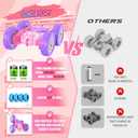 Remote Control Cars for Girls, 2.4GHz RC Stunt Car with 360 Flips & Double Sided Driving, Changeable Wheels, LED Headlights, Birthday Gift for 5-12 Year Old Girls (Pink)