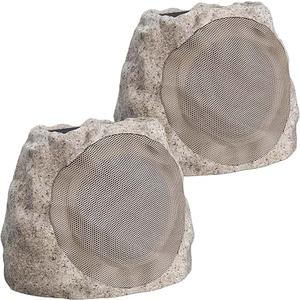 Outdoor Speakers With Lights Show Bluetooth Speakers Waterproof Patio TWS Connection Outdoor Bluetooth Speakers Wireless Solar Powered and Rechargeable Rock Speakers for Patio Pool 2Packs(Stone)