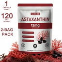 Astaxanthin Supplements 12mg - 120 Softgels | Premium Natural Antioxidant from Microalgae | Eye, Skin, Brain, Joint, Heart & Immune Health Support | Non-GMO, Gluten-Free, EXP 12/2027