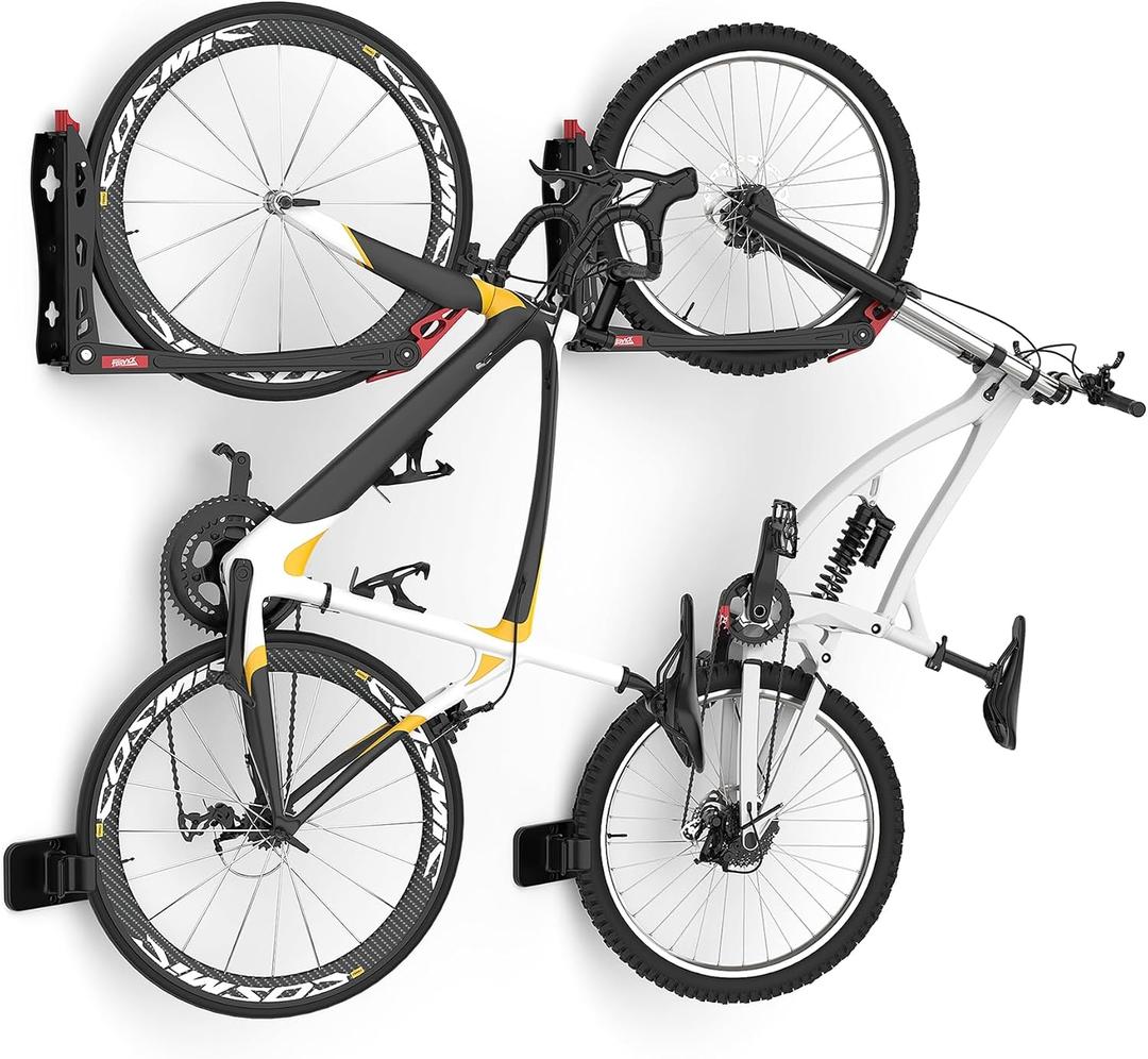 TORACK BIKEPAL Space Saving Wall Mounted Swivel Bike Racks, Vertical Bike Wall Hangers for Garage Storage Solution (2 Pack)