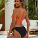 Blooming Jelly Womens Sexy 2 Piece Bikini Sets Cheeky High Cut Bathing Suit Color Block Textured U-Wire Swimsuits 2026 (L)
