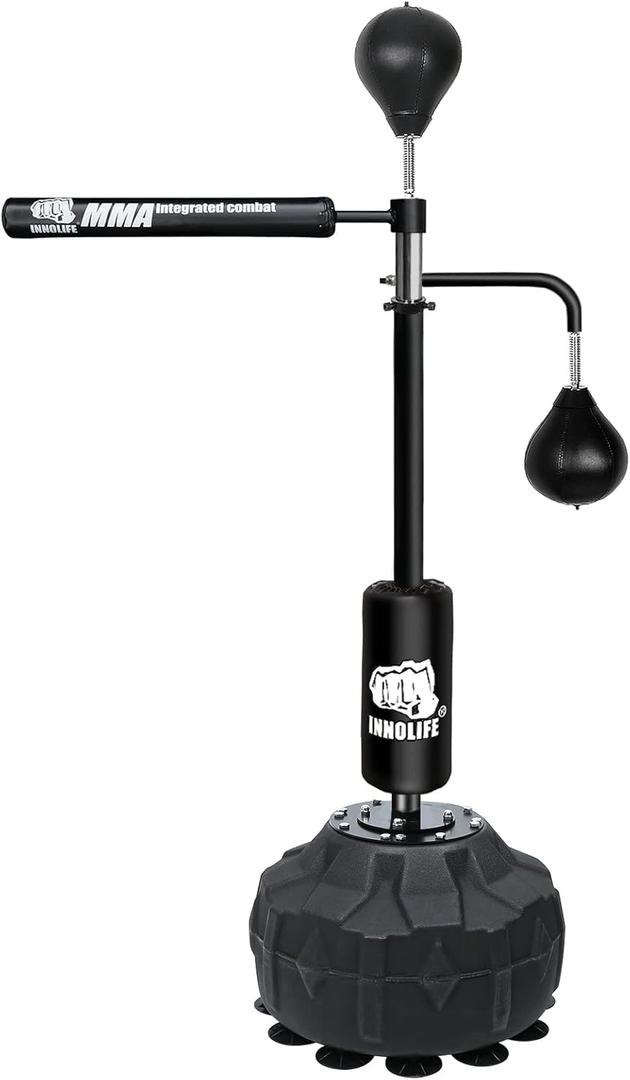INNOLIFE MMA Boxing Speed Trainer Punching Spinning Bar with Dual Punch Head Height Adustable from 67" - 82.6"