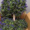 HyeFlora 26'' Artificial Boxwood Topiary Trees with Lavender 2 Pack Fake Plants for Outdoor Indoor Artificial Shrubs with Metal Ground Spike UV Resistant Fake Bushes for Front Porch Garden, Purple