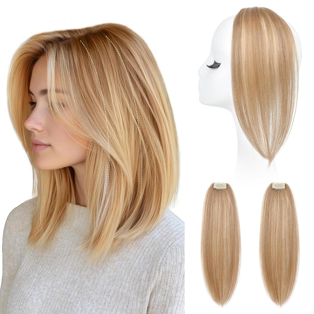 REECHO Clip in Hair Volumizer, 2PCS 12 inch Short Thick Clip in Hairpieces Adding Extra Volume Hair Extensions for Women - Dark Blonde