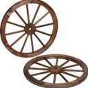 Trademark Innovations Decorative Vintage Wood Garden Wagon Wheel with Steel Rim - 24" Diameter (Set of 2) Brown