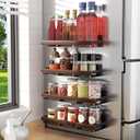 Walnut Magnetic Spice organizer for Refrigerator Wall Mount Spice Rack Magnetic Fridge Shelf Spice Jar Seasoning Organizer (Walnut 4 Pack)