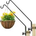 ERYTLLY 2 Packs Extended Rail Hook Fence Deck Bird Feeder Hook 360 Degree Rotary and Length Adjustable Plant Bracket for Feeders, Planters, Suet Baskets, Lanterns, Wind Chimes and More