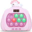 Quick Push Pop Game Fidget Toys, 12 Modes LED Screen Light Up Fast Push Bubble Game, Handheld Speed Pushing Game, Christmas Toys Gifts for 6 7 8 9 10 11 12 Years Old Kids Stocking Stuffers (Unicorn)
