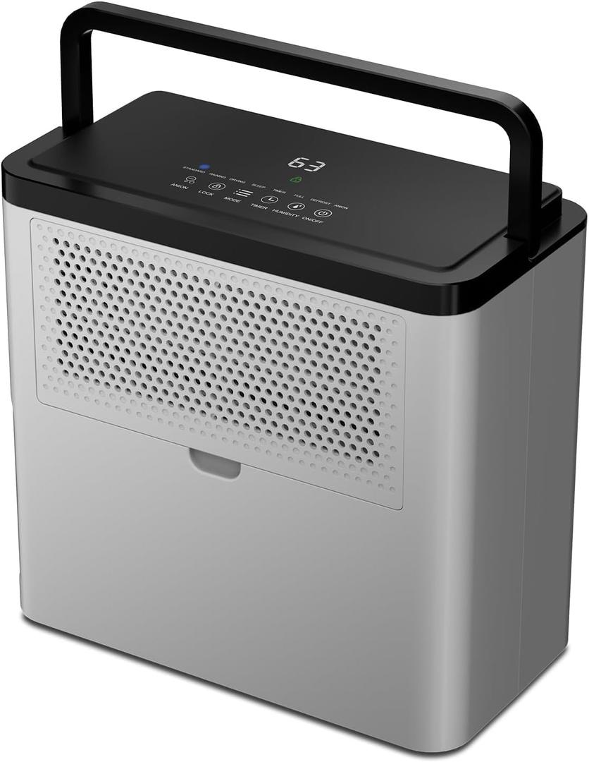 Ludatido 30 Pints Dehumidifier, Up to 1,500 Sq.Ft for Basement & RV | Compact Small Dehumidifier, Equipped with Drain Hose & Reusable Filter, Built-in Auto Shut-off
