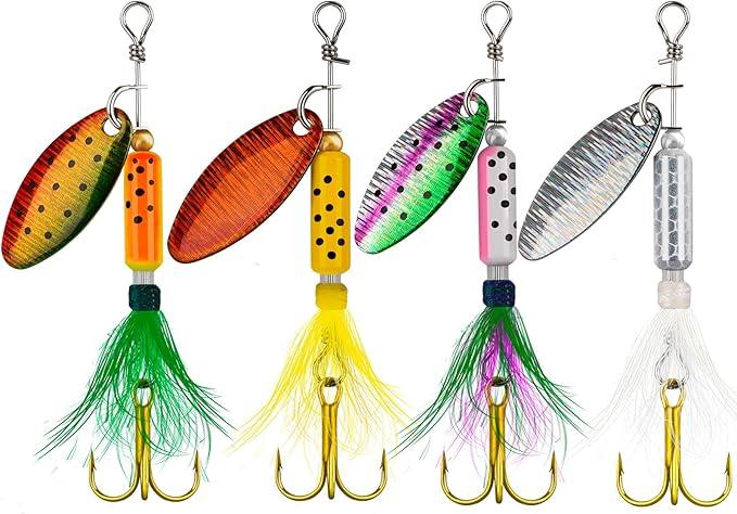 2 Pack THKFISH Spinner Baits Fishing Spinners Spinnerbait Trout Lures Fishing Lures for Bass Trout Crappie