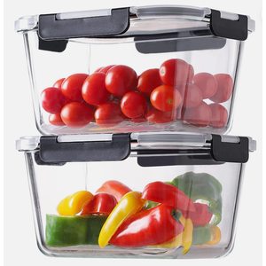 2 PCS Lids
2 PCS of 1800 ml Rectangle Glass Container, 63oz/8cup