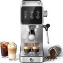 AMZCHEF 20 Bar Home Espresso Coffee Machine | LED Touchscreen, Built-in Milk Frother, Self-Cleaning Function, Makes Latte & Cappuccino, Ideal Coffee Starter Machine