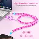 3 x SAMONPOW for iPhone Charger Cord 66W Fast Charging Cable 3.3FT Cute Jade Beaded USB to ISO Charging Cord for Women Girls Phone Charger Cord for iPhone 14 13 12 11 Pro Max XR XS X 8 7 iPad, Pink