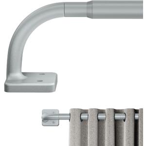 Curtain Rods for Windows 36 to 60 inch, 5/8" Blackout Wrap Around Curtain Rod Telescoping Adjustable for Sliding Door Bedroom Kitchen RV, Silver Gray(32"-63")