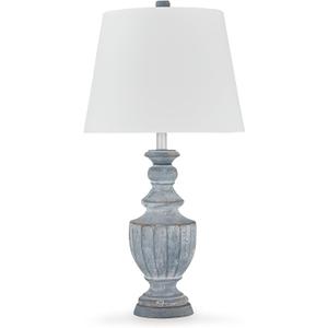 Signature Design by Ashley Cylerick Vintage Terra Cotta and Wood Table Lamp with 3-Way Switch, Blue
