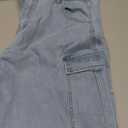 Women's High Waist Baggy Cargo Jeans Flap Pocket Y2K Streetwear Wide Leg Denim Pants (Blue, L)