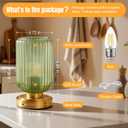 Cordless Table Lamp for Bedroom, 7500mAh Rechargeable Battery Operated Lamp, Modern Touch Dimmable Wireless Lamp Gold Base Green Glass Shade for Living Room, Desk, Led Bulb Included