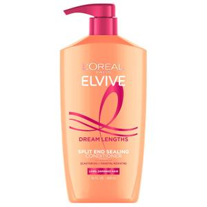 L'Oreal Paris Elvive Dream Lengths Super Detangling Conditioner With Fine Castor Oil and Vitamins B3 and B5 for Long, Damaged Hair, Instantly Detangles To Reduce Breakage With System, 28 Fl Ounce (28 Fl Oz (Pack of 2)