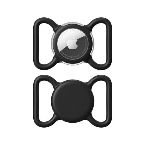 Waterproof Airtag Holder for Dog Collar, Soft Full-Body Protective Airtag Holder for Dog & Cat Collars, Ultra-Durable, Easy Installation, Lightweight Clear Airtag Case (Black, Large)