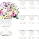 White Vase for Centerpieces Compote Bowl: Wedding Pedestal Vases 5.9 Inch Metal Flower Urn for Table Home Party Set of 10