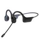 Bone Conduction Headphones with Mic, Bluetooth 5.3, Open-Ear Headphones with Noise-Canceling Rotated Boom Microphone, Wireless Headset Sweatproof Earphones for Working, Running, Driving(Black)