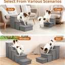 Zerbuger Wider Dog Ramp for High Bed with Storage 18" H, Foldable Dog Stairs for Small Medium Large Older Senior Animal, Sturdy Dog Step for Climbing Bed or Couch, Arthritis-Friendly (Gray, No Condo)