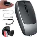 Wireless Mouse Mini Small Bluetooth with Card Reader (Up to 2TB) Portable Silent Rechargeable Optical Travel Thin Finger Mice for PC Smartphone Laptop Tablet Android Windows GiftGray