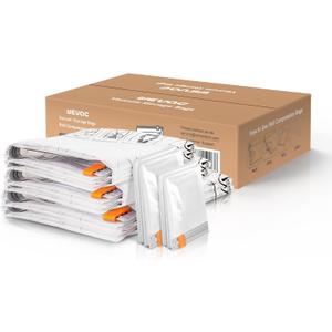 Wevac 10 Pack Vacuum Storage Bags (2 Jumbo/2 Large/2 Medium/4 Rolling Bag) | Space Saver | Rapid Vacuum | Double Zip Seal | Clip Stopper | Ideal for Clothes, Blankets Compression and Travelling