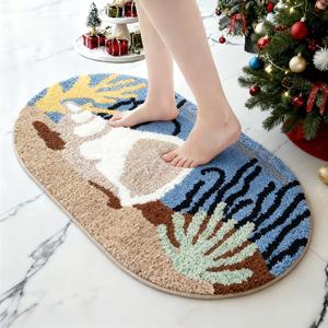 Beach Theme Non-Slip Washable Bath Rug | Soft Adorable Ocean Decor for Bathroom, Living Room, Bedroom & Gifts 20"*32"