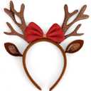 AIUPUOC Reindeer Antlers Headband Christmas Hair Accessories for Women Gold Reindeer Ears Red Glitter Antlers Headband (Average)