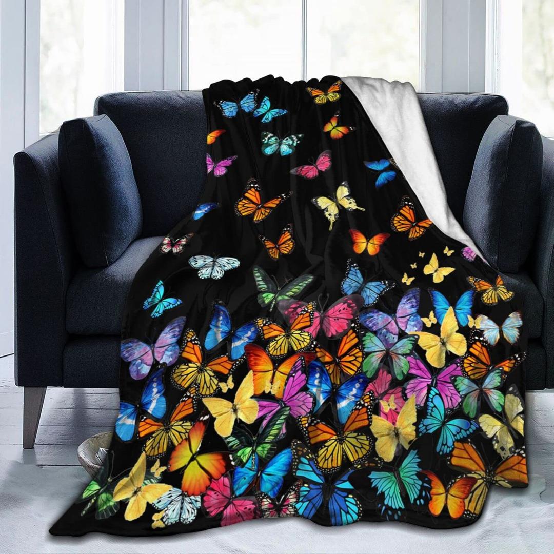 Butterfly Blanket Beautiful Butterfly Throw Blanket Ultra Soft Blankets Lightweight Cozy for Bed Couch Sofa 80"x60"