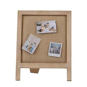 SOFE Small Bulletin Board for Desk, 12"×15" Linen Pin Board with Stand, Tabletop Vision Board, Message Board Memo Display Board, Farm House Standing Notice Board for Home Office