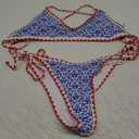 ZAFUL Women's Tie Back Padded High Cut Bralette Bikini Set Two Piece Swimsuit (Medium, 4-light Blue)