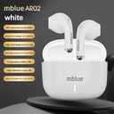 MBLUE AR02 Bluetooth Earbuds, 50H Playtime, ENC Noise Cancelling, 13mm Bass Driver, Touch Control, Wireless Earphones for Sports, Workouts, Calls, Gaming (White)