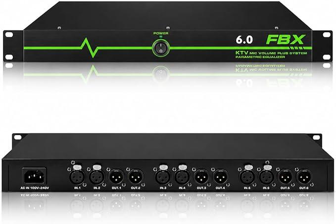 Professional Feedback Suppressor, Feedback Eliminator, Microphone Anti-Howling Audio Processor for Performance Stage KTV Conference Music Room (6 in 6 out)