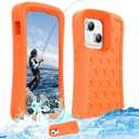 Floating Phone Case for iPhone 15/15 Pro/14/14 Pro/13/13 Pro/12/12 Pro EVA Foam Material Case with Waterproof Dry Bags and Lanyard,20FT Powerful Drop Protective Case 6.1 inch (Orange)
