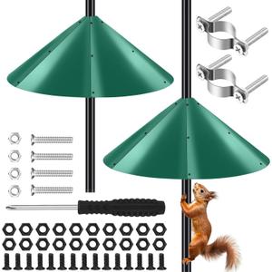 Qualirey 2 Pack 24 Inch Large Squirrel Baffle for Bird Feeder Pole, Outside Mount Bird House Guard for Outdoor Shepherd's Hook (Green,Pole)