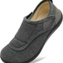 Mens Wide Slippers Comfy Diabetic Orthopedic Shoes Adjustable House Slippers Swollen Feet Walking Shoes (10.5 Wide, Darkgrey)