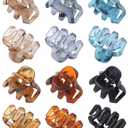 Butterfly Hair Clips: Flower Small Claw Clips for Women - 12pcs Matte Cute Hair Clips for Girls (Black + Gray + Dark Green + Light Brown + Coffee + Tortoise Shell)