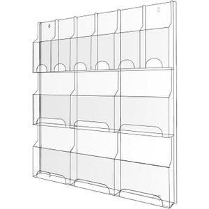 Acrylic Brochure Pamphlet Holder, 6 Magazine Holders and 6 Pamphlet Holders, Clear Brochure Display Stand Wall Mount, Trifold Flyer Rack, Literature Storage Rack for Home, Offices, Waiting Room