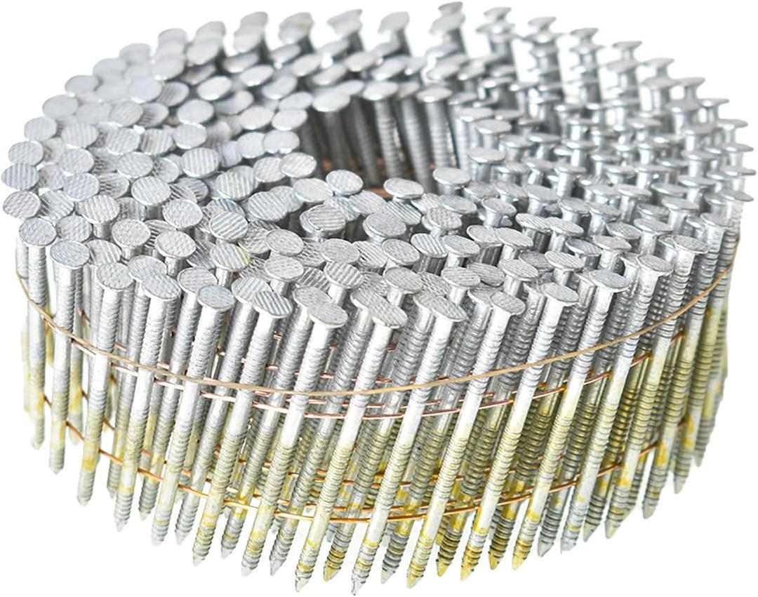 findmall 3600 Count Siding Nails 2-1/4 Inch by .092 Inch 15 Degree Ring Shank Hot-Dipped Galvanized Collated Wire Coil
