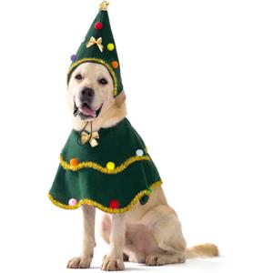 cyeollo Large Dog Christmas Costume Cute Christmas Tree Outfit Pet Dog Clothes Xmas Costumes for Big Size Dogs, Green XL