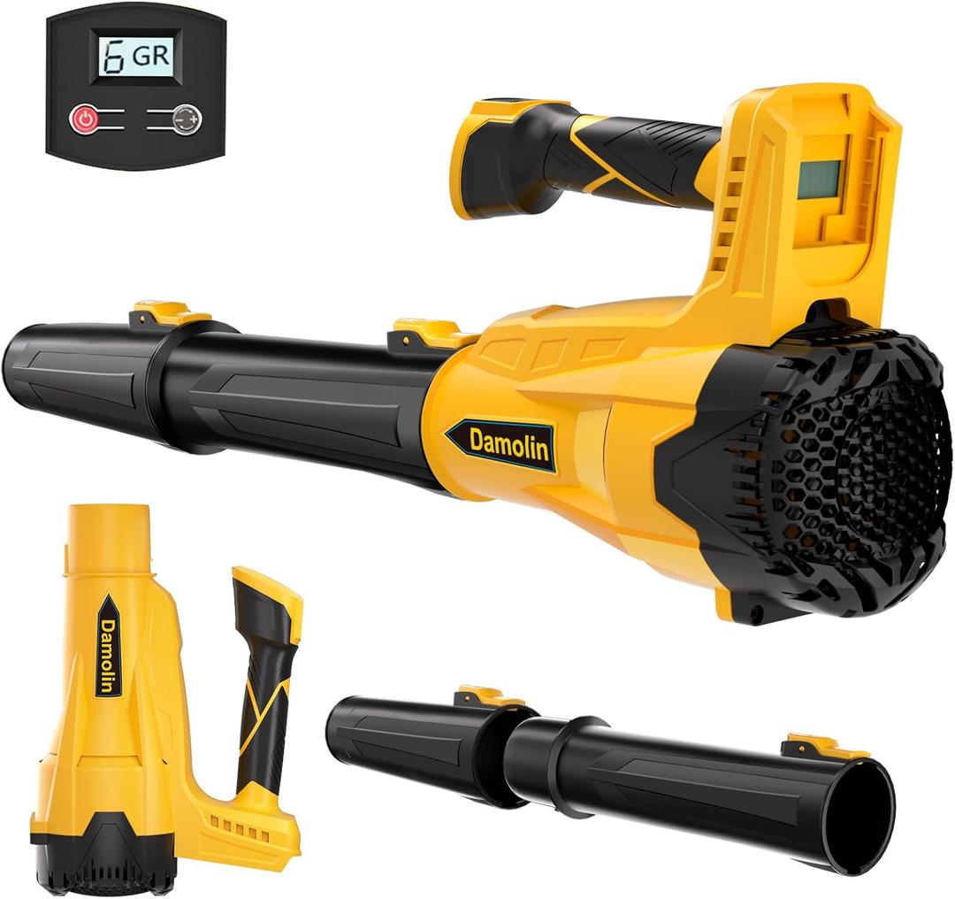 Cordless Leaf Blower Compatible with Dewalt 20V Max Battery 580CFM Electric Leaf Blower Cordless, with Turbo Boost, 6 Speed Modes Brushless Motor, Battery Powered for Lawn Care, Yard (Yellow)