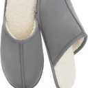 Men's Scuff Slippers with Memory Foam, Faux Suede Open Back House Slip-ons, Non-slip Indoor/Outdoor Soles, Unique Gifts, Sizes 8-15 (Gray)
