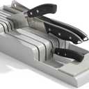 Li&Zhao Knife Drawer Organizer with Integrated Sharpening Stone  Drawer Knife Organizer for Efficient Kitchen Organization, Knife Organizer Drawer Insert Securely Stores Up to 14 Knives (Gray)