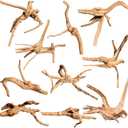 majoywoo Natural Small Driftwood for Aquarium Decor Fish Tank Decorations, Assorted Spider Wood Branch 2-4.5" 10 Pcs, Reptile Decor