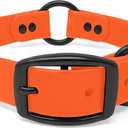 Regal Dog Products Large Orange Waterproof, Biothane Hunting Dog Collar with Heavy Duty Black Hardware Center Ring, Double Buckle and D Ring | Custom Fit Vinyl-Coated Webbing |  Large