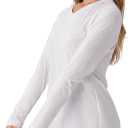 Women's Standard V-Neck UPF 50+ Long Sleeve Swim Rash Guard Shirt (White, S)