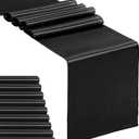 10-Pack Satin Table Runner Black 12 x 108 inches Long, Table Runners for Wedding, Birthday Parties, Banquets Decorations 10 Pack, 12x108 Inch, Black